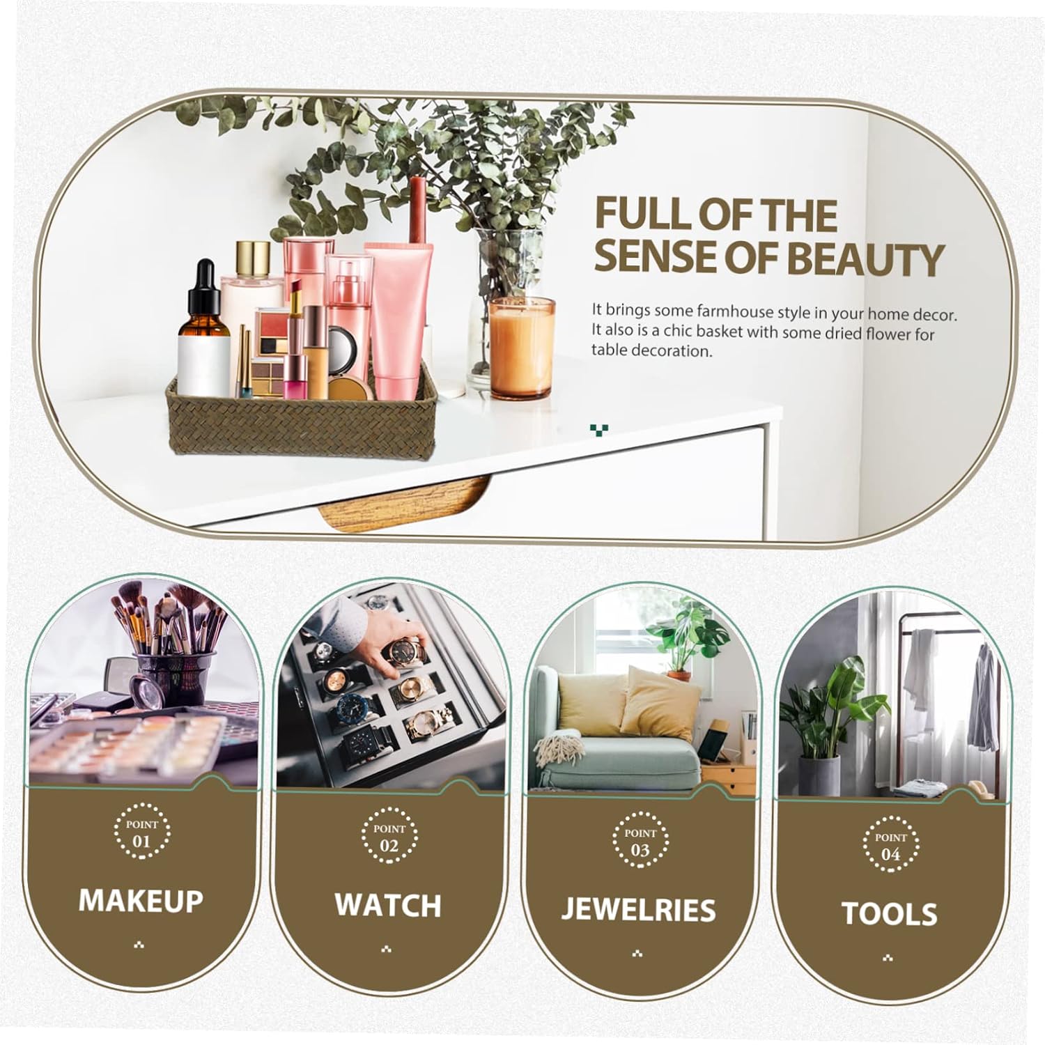 Zerodeko Handmade Tea Organizer Basket Small Storage Bin for Kitchen Countertop Bar Office Decorative Multi-purpose Storage for Tea Bags