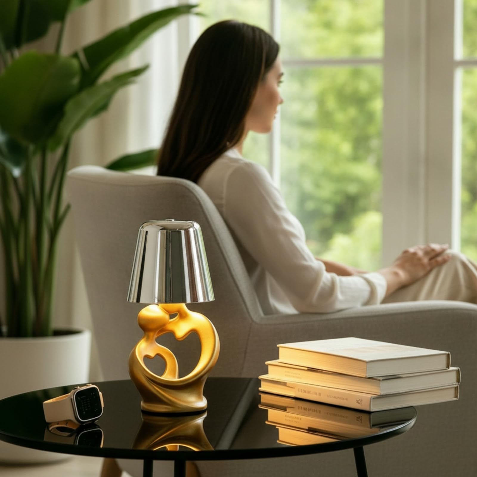 Jiuvaso Lampada da Comodino Decorativa Lampada da Tavolo Luce Notturna Lampada da Lettura Base a Cuore Cavo Paralume Cilindrico con Impostazioni Regolabili E, Bianco