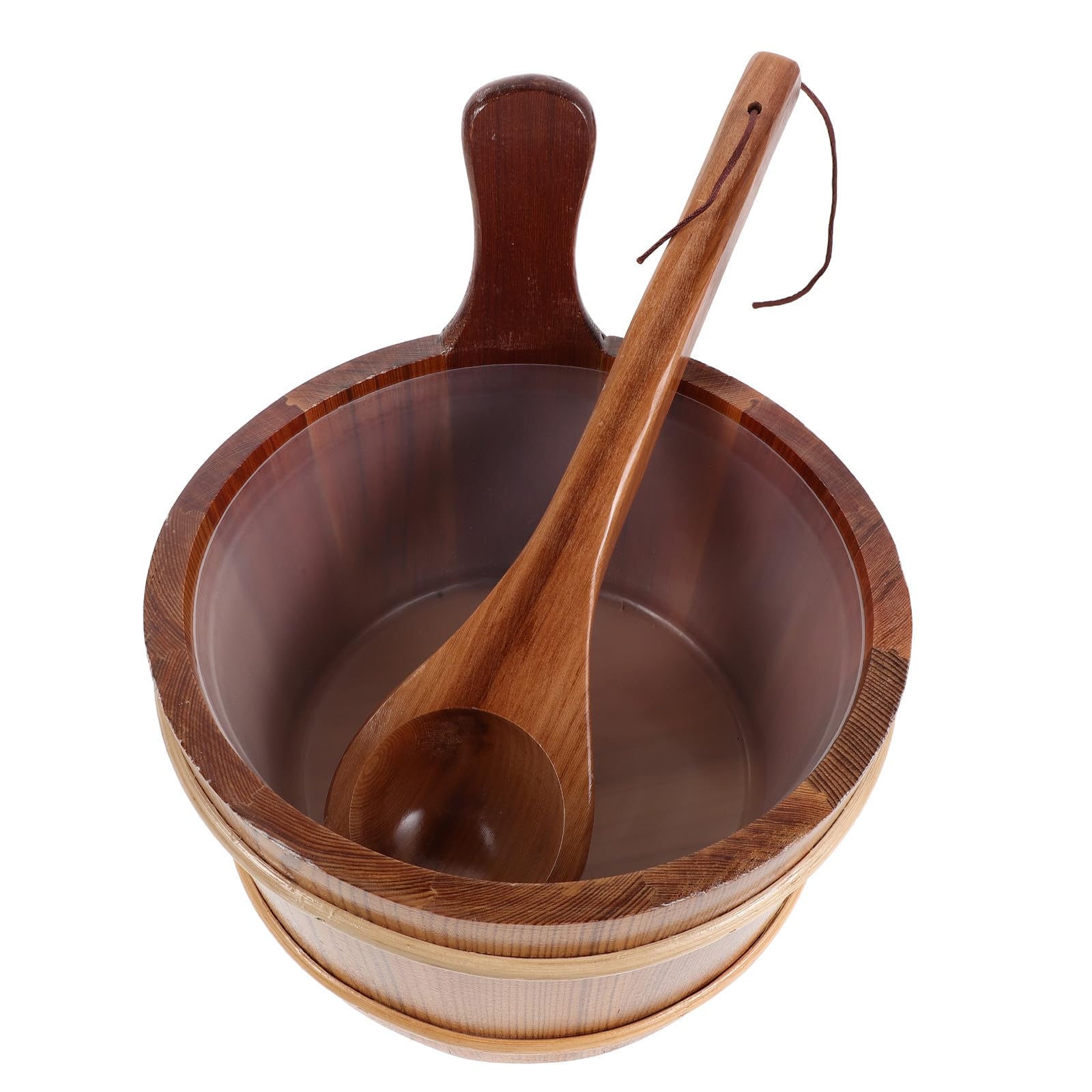 Ensemble de Seau et Louche en Bois pour Sauna, Capacité 4l, Design Rustique et Léger, pour Kits de Sauna à Domicile et Douches