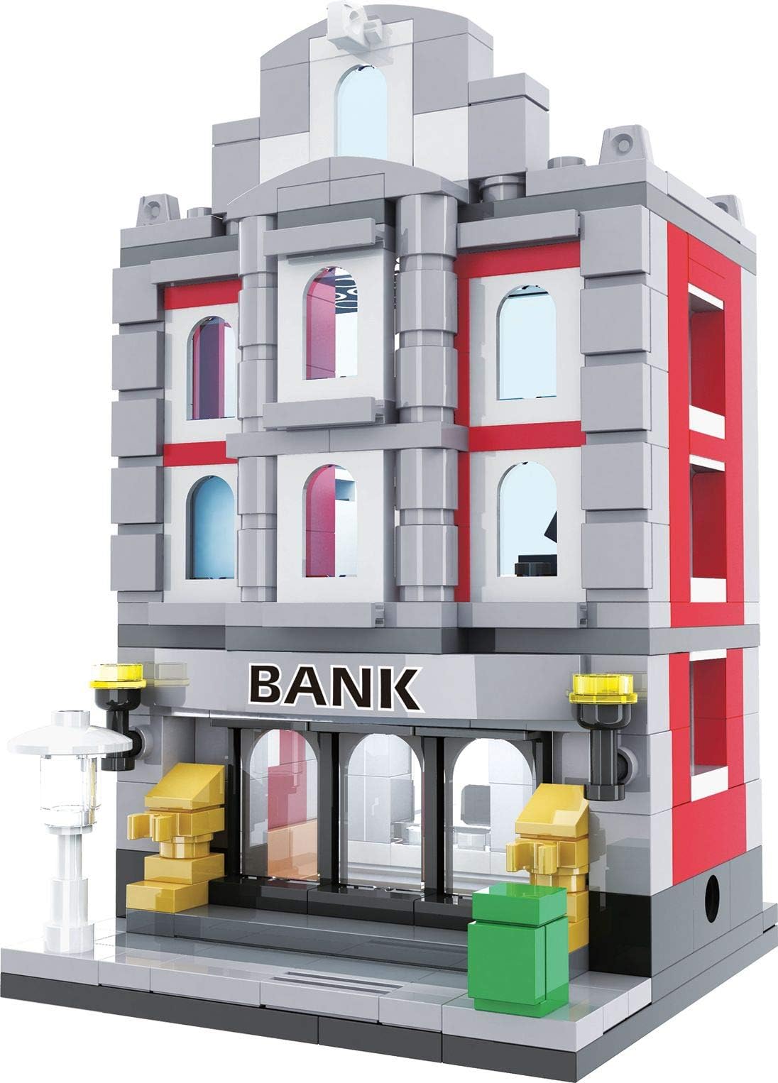 Mini City Bank Building Set – 260-Piece DIY Architecture Model Kit for Kids & Adults Ages 6+ – Compatible with Lego and Major Brands