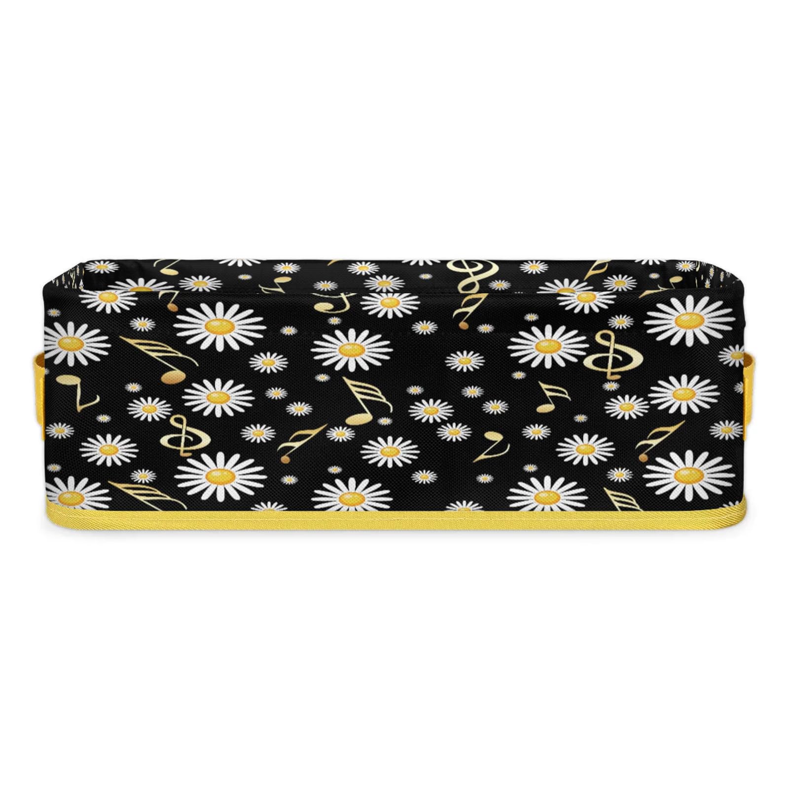 Daisy Gold Musical Notes Bathroom Storage Basket Waterproof Foldable Storage Bins with Handles Decorative Toilet Paper Storage Basket for Organizing for House Bathroom Toiletries