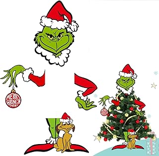 Grinch Christmas Tree Decorations, Christmas Tree Ornaments Decorations, Christmas Tree Topper, Funny Christmas Tree Head/Legs/Signs,Christmas Decorations for Tree Indoors Home Decor