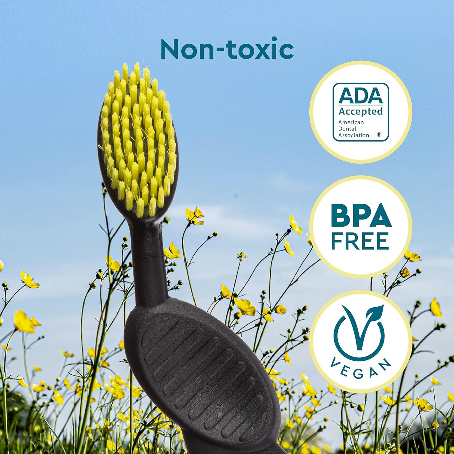 RADIUS Spazzolino da denti Flex mano destra nero/bianco 1 unità | Senza BPA e ADA accettato | Progettato per migliorare la salute delle gengive e ridurre il rischio di malattie gengivali
