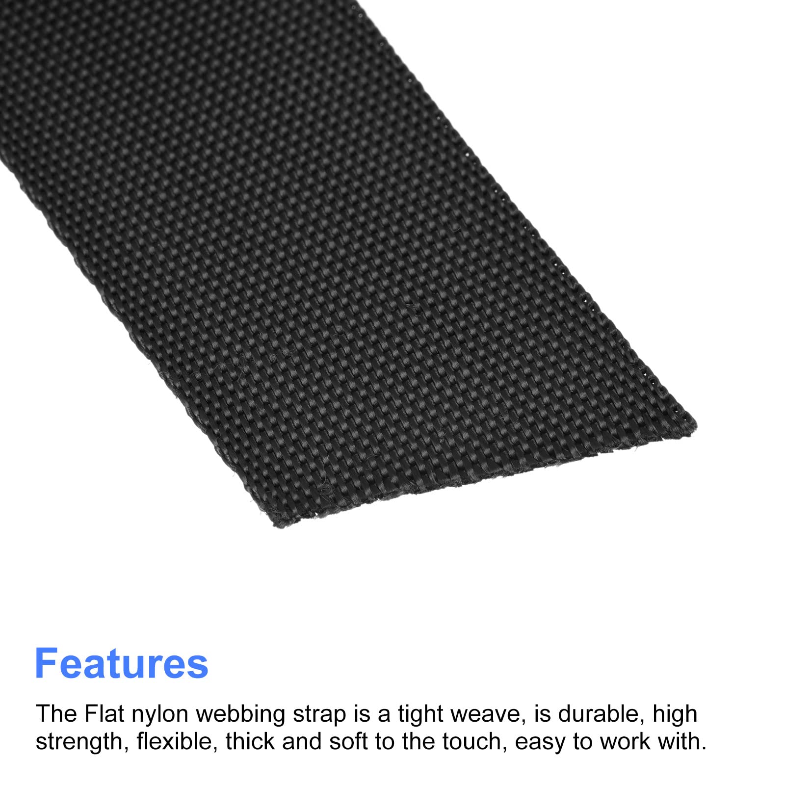 sourcing map Plat Nylon Sangle Toile 1 Pouce 4 Yards Noir pour Sac à Dos, Cargaison Sangle, Porte-bagages