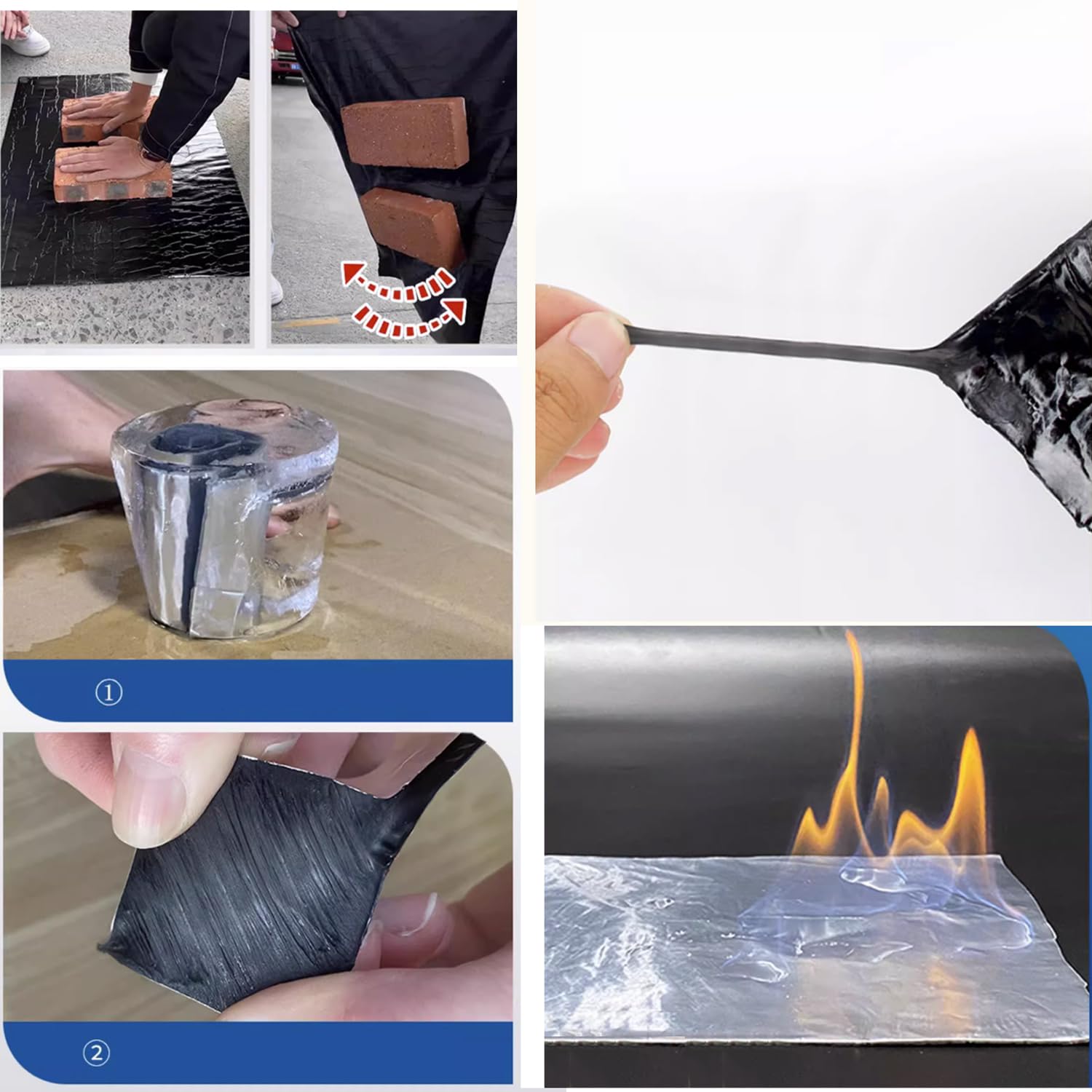 Banda Autoadhesiva Bituminosa,Cinta de Aluminio Impermeable Cinta de Sellado Autoadhesiva para Grieta Superficial de Casas,Fuga de Agua y Reparación de Tuberías,Personalizable (0.6x9m)