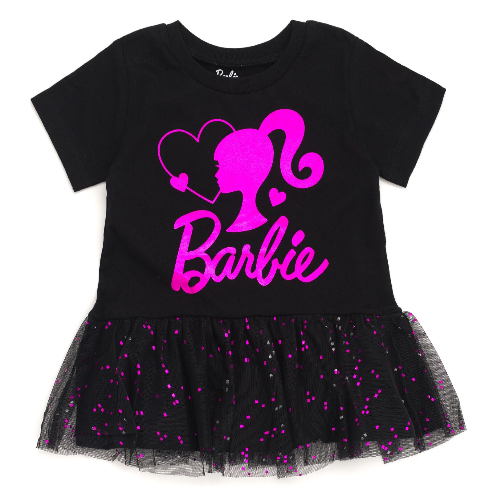 Barbie Camiseta y pantalones peplum con estampado metálico para niñas pequeñas y grandes