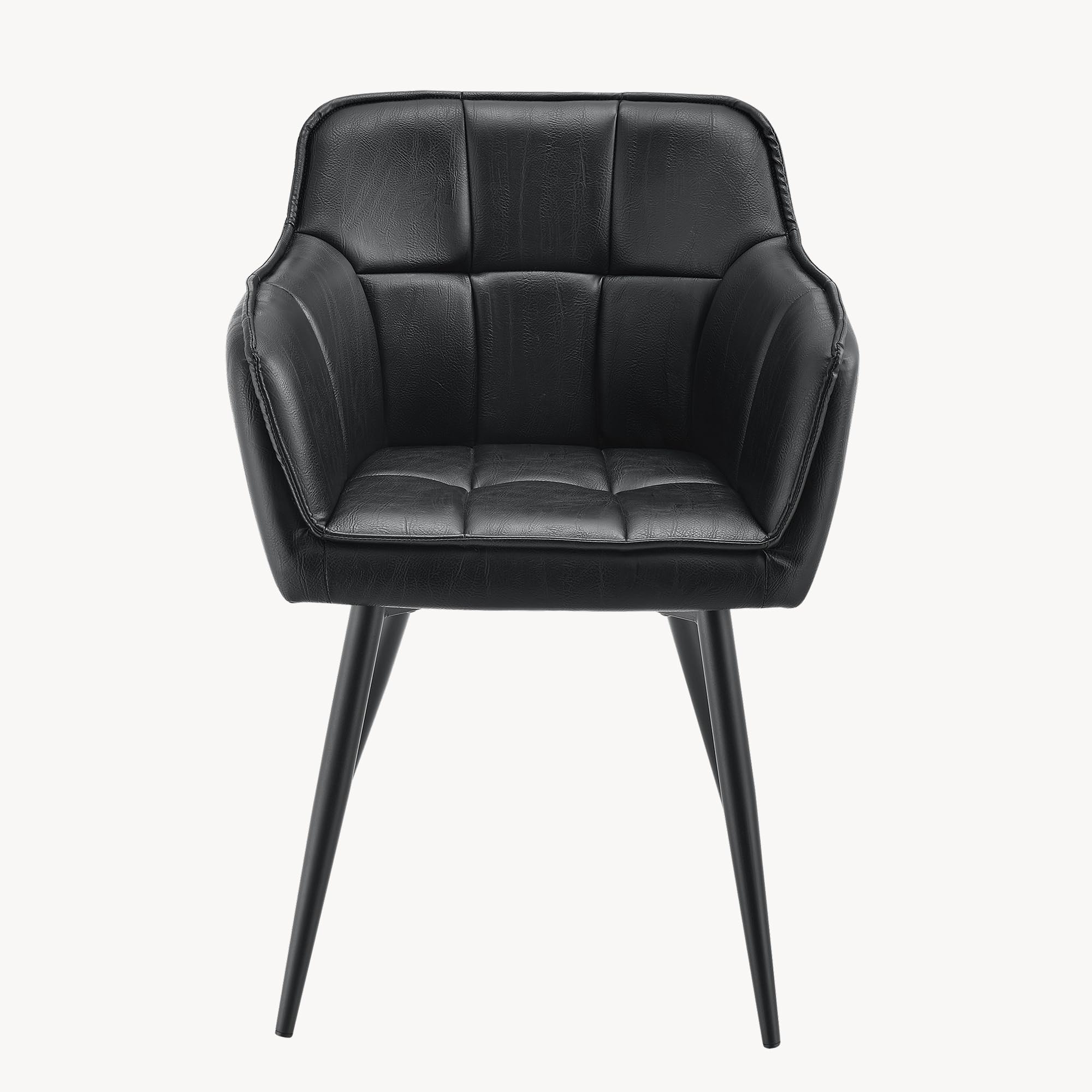 [en.casa] Poltrona Sedia per Sala Pranzo Studio Poltroncina con Braccioli e Schienale Poltrona in Stile Trapuntato Rivestimento in Similpelle - Nero