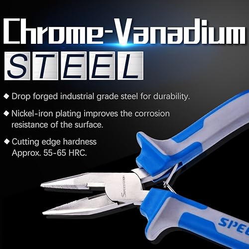 Miniatura 86 de SPEEDWOX Alicates de punta de aguja de 6 pulgadas, mini alicates de precisión de nariz extra larga, mandíbulas planas delgadas y microfuncionales