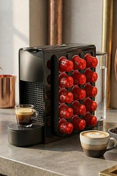 Nespresso Uyumlu Kahve Kapsül Standı, Mutfak Düzenleyici, Siyah Mat