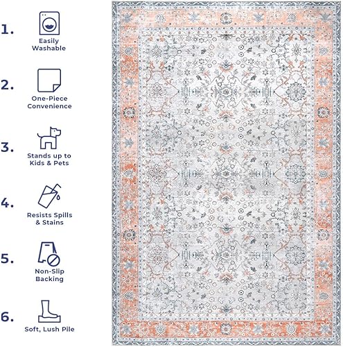 Miniatura 10 de nuLOOM Julia - Alfombra de transición lavable a máquina, 4 x 6 pies, color gris claro