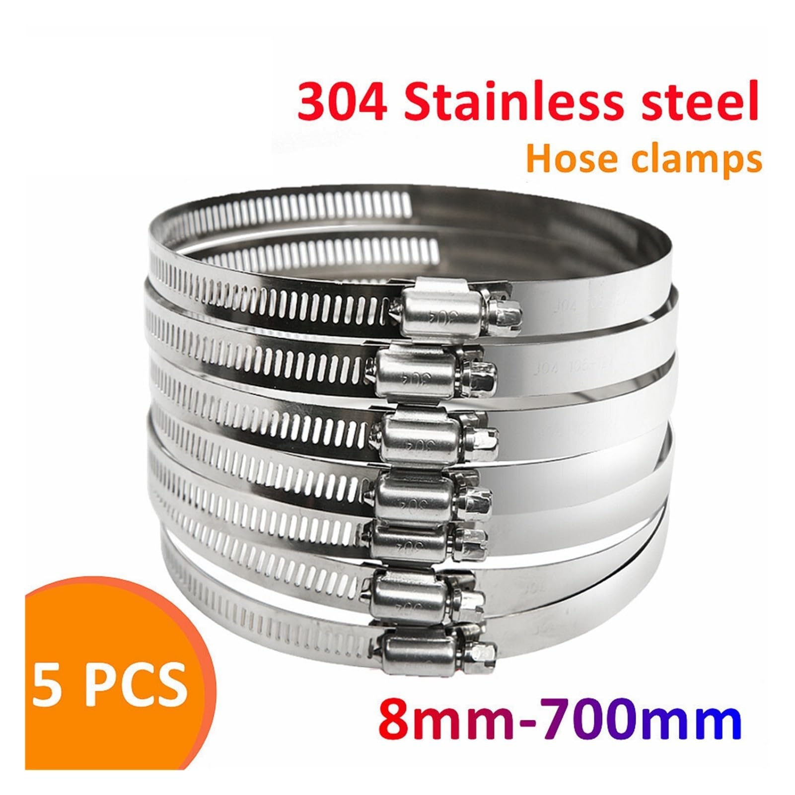 Abrazadera Pesada Acero Inox Impulso De Tornillo Fijación | Amplia gama, resistente al óxido, abrazadera fuerte, revestimiento múltiple.(600-700mm)