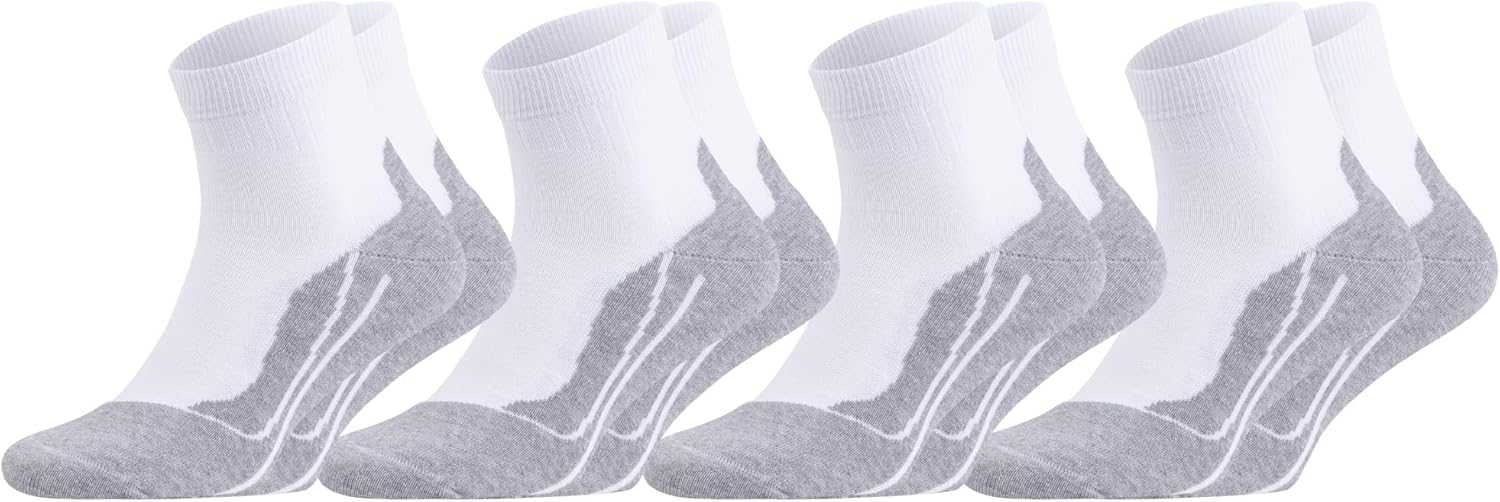 Cotton Athletic Quarter Socks with Cushion and Smooth Toe Seam for Men and Women-Moisture Wicking Ankle Socks- 4Pairs