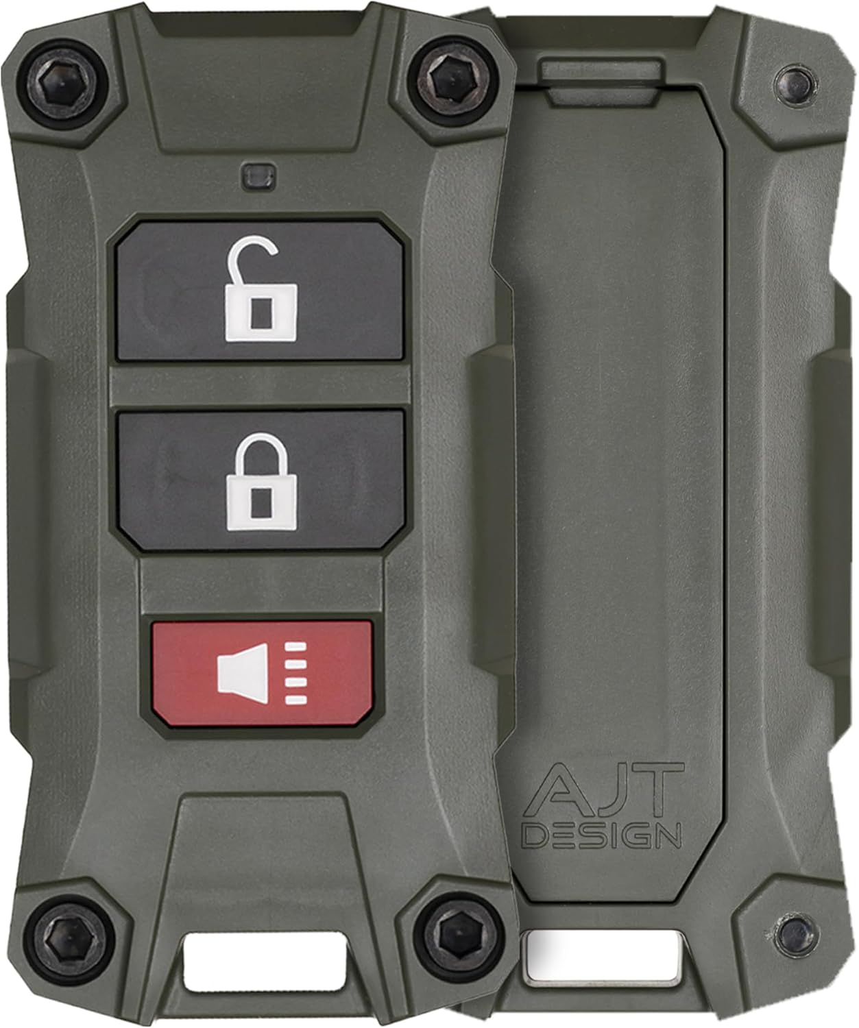 AJT DESIGN Replacement Key Fob Case Compatible with Jeep Wrangler JL (2018+) & Gladiator JT | Rugged ABS Key Fob Shell - IF029 V2 | Compatible Jeep Wrangler JL Accessory, Made in USA - Army Green