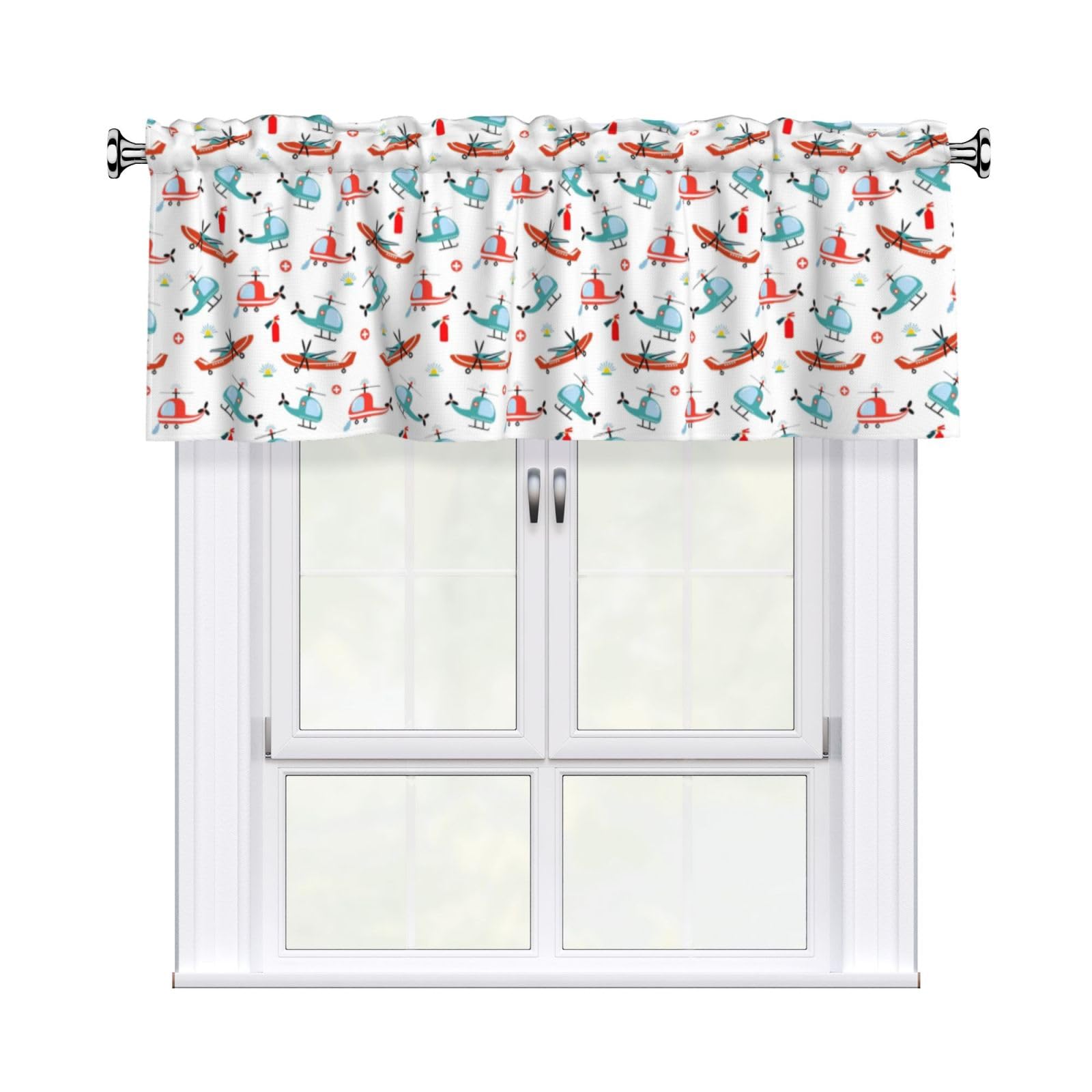 Noble Ren Recovery Aircraft Short Curtain Valance 54x18in For Kitchen Bathroom Cafe Living Room Decoration