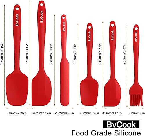 Miniatura 7 de BvCook - Juego de 6 espátulas de silicona antiadherentes utensilios de cocina herramientas para cocinar hornear mezclar a la parrilla con cepillo