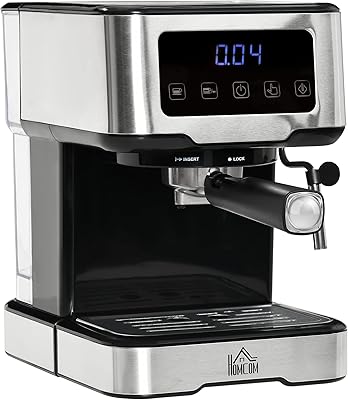 HOMCOM Espresso Machine with Milk Frother Wand, 15-Bar Pump Coffee Maker with 1.5L Removable Water Tank for Espresso, Latte and Cappuccino