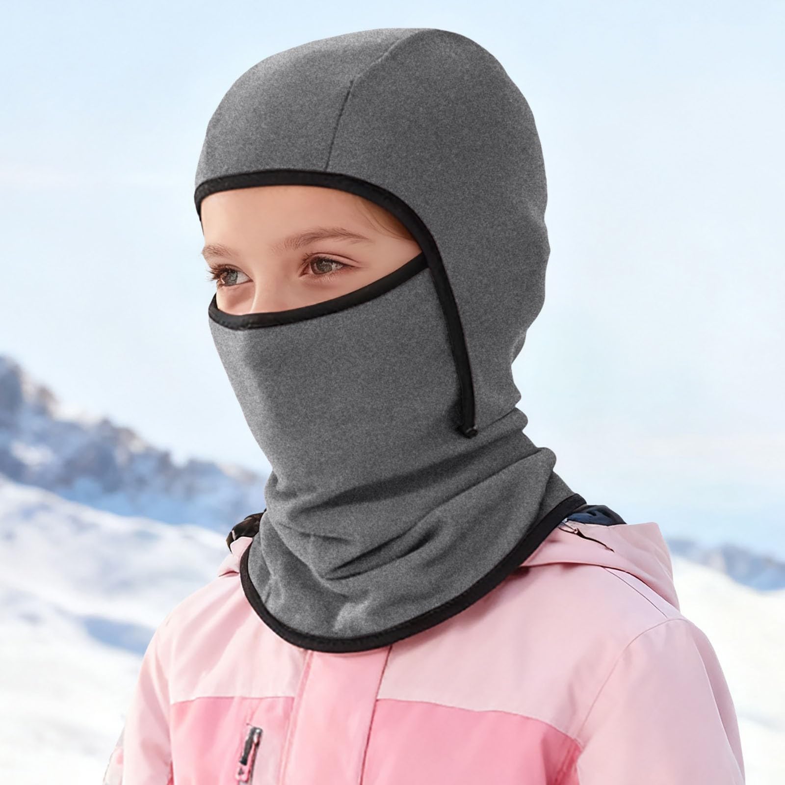 Kinder Sturmhaube Winter, Multifunktional Winddicht Fleece Warm Skimaske Radfahren Gesichtsmaske unter dem Helm, Sturmmaske Mütze mit Halswärmer für Jungen Mädchen 6–13, Winter Outdoor Sport