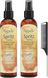 Agidar Spritz Styling Finishing Spray 8 Ounce Pack Of 2 And Black Steel Comb