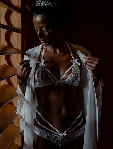 Miniatura 5 de Avidlove - Conjunto de lencería de encaje sexy baby doll de 2 piezas brasier y braga