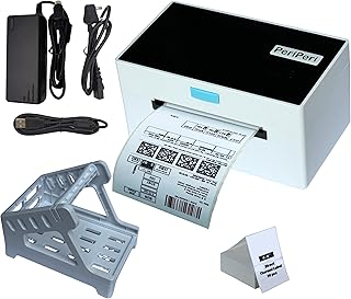 PeriPeri S1 4x6 USB Direct Thermal Label, Barcode Printer with Stand Support All Label Sizes, Copatible with Windows, Mac OS 160mm/s Printing Speed (1Year Warranty)