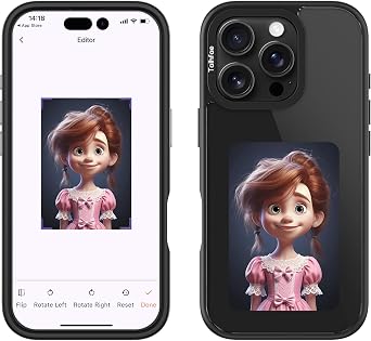 Upgraded Smart Ink Case for iPhone 16 Pro Max - 4.1 HD 4-Color E Ink Screen, NFC Custom Digital Picture Transfer, DIY Digital Photos, Durable Anti-Drop Cover, Compatible with iPhone Black
