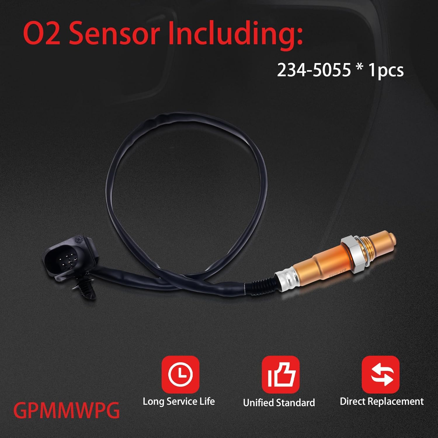 1PCS O2 Sensor 234-5055, 02 Sensor, Automotive Replacement Oxygen Sensor Compatible with Hyundai for Accent for Veloster Compatible with Kia for Rio for Soul