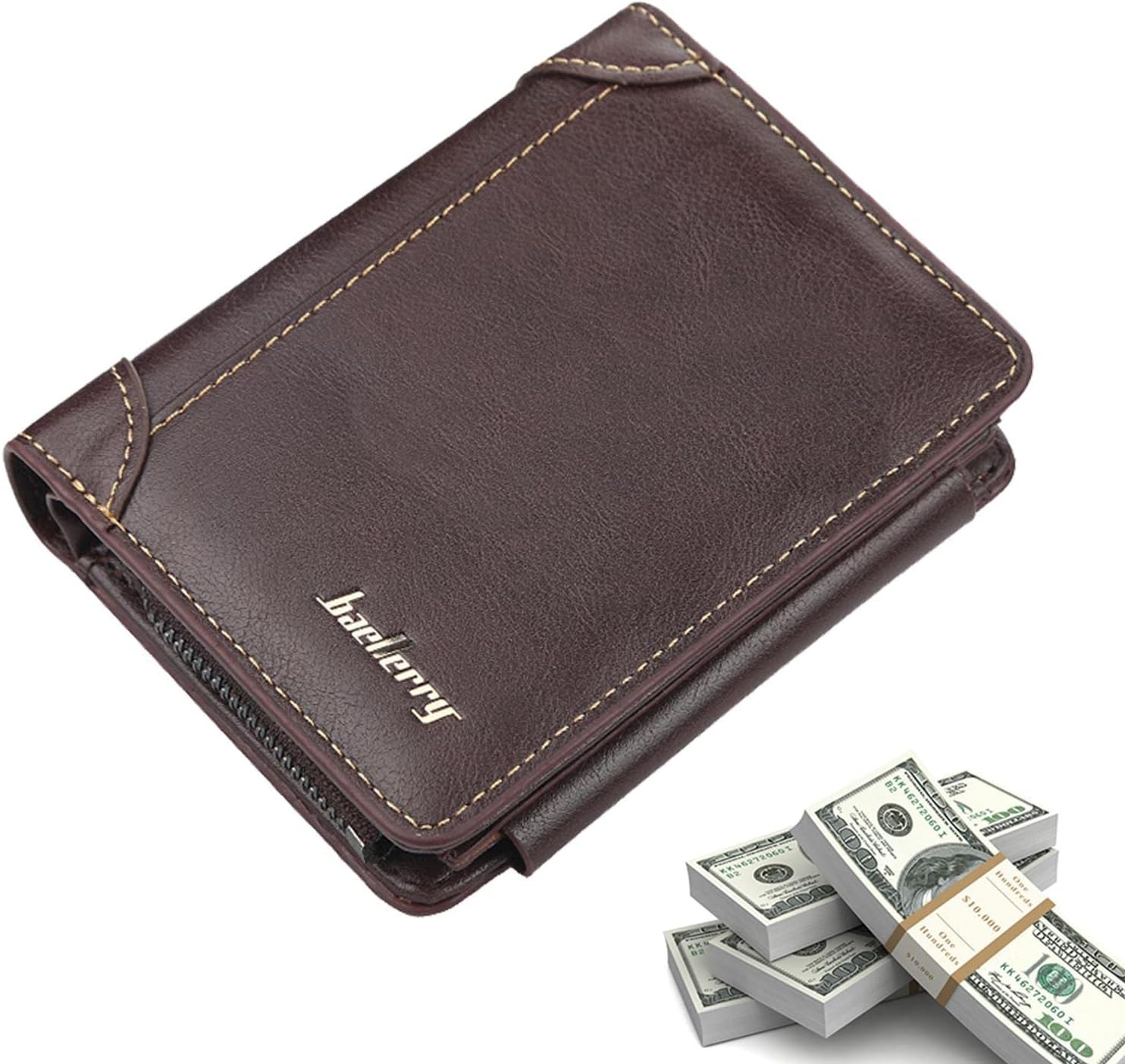 KRAISS Mens Wallets Trifold,Men's Slim Trifold Wallet Money Clip Wallet