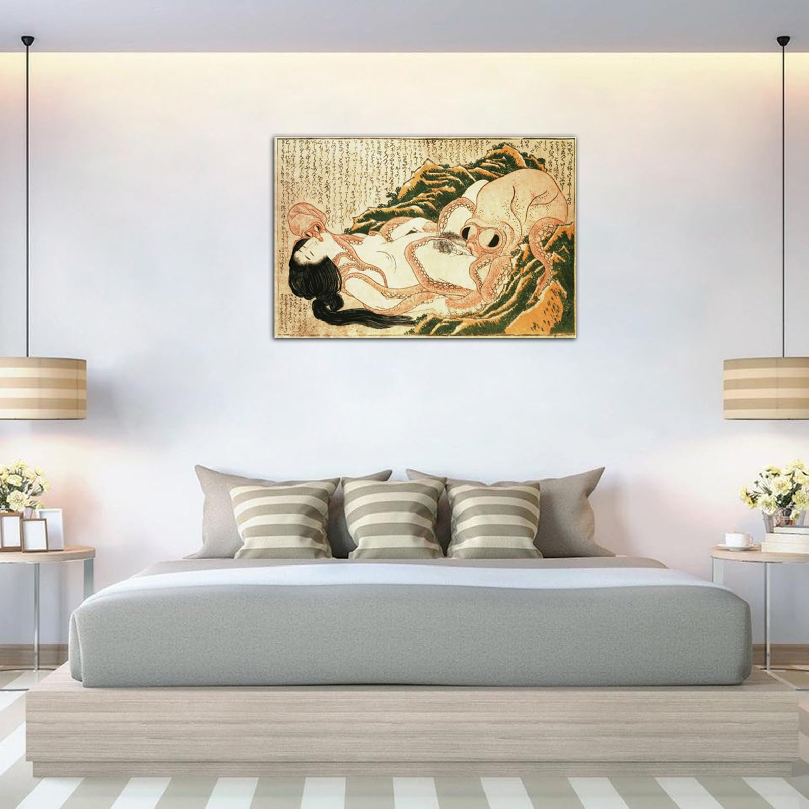 Amazon.co.jp: 葛飾北斎 アート 絵画 漁師の妻 夢 油絵 ポスター