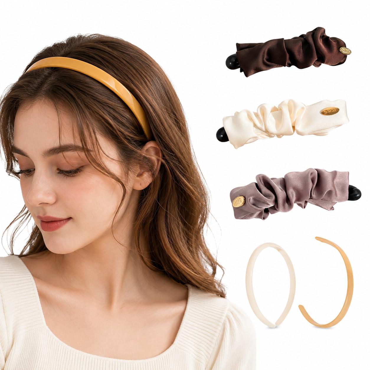 Accessoires Pour Cheveux, Pince Cheveux, Barrettes Banane Pour Femmes, Iot De 3 Barrettes Banane Et 2 Chouchous,Bandeaux Colorés, Pour Femmes Et Filles,Sorgfältig Gestaltet