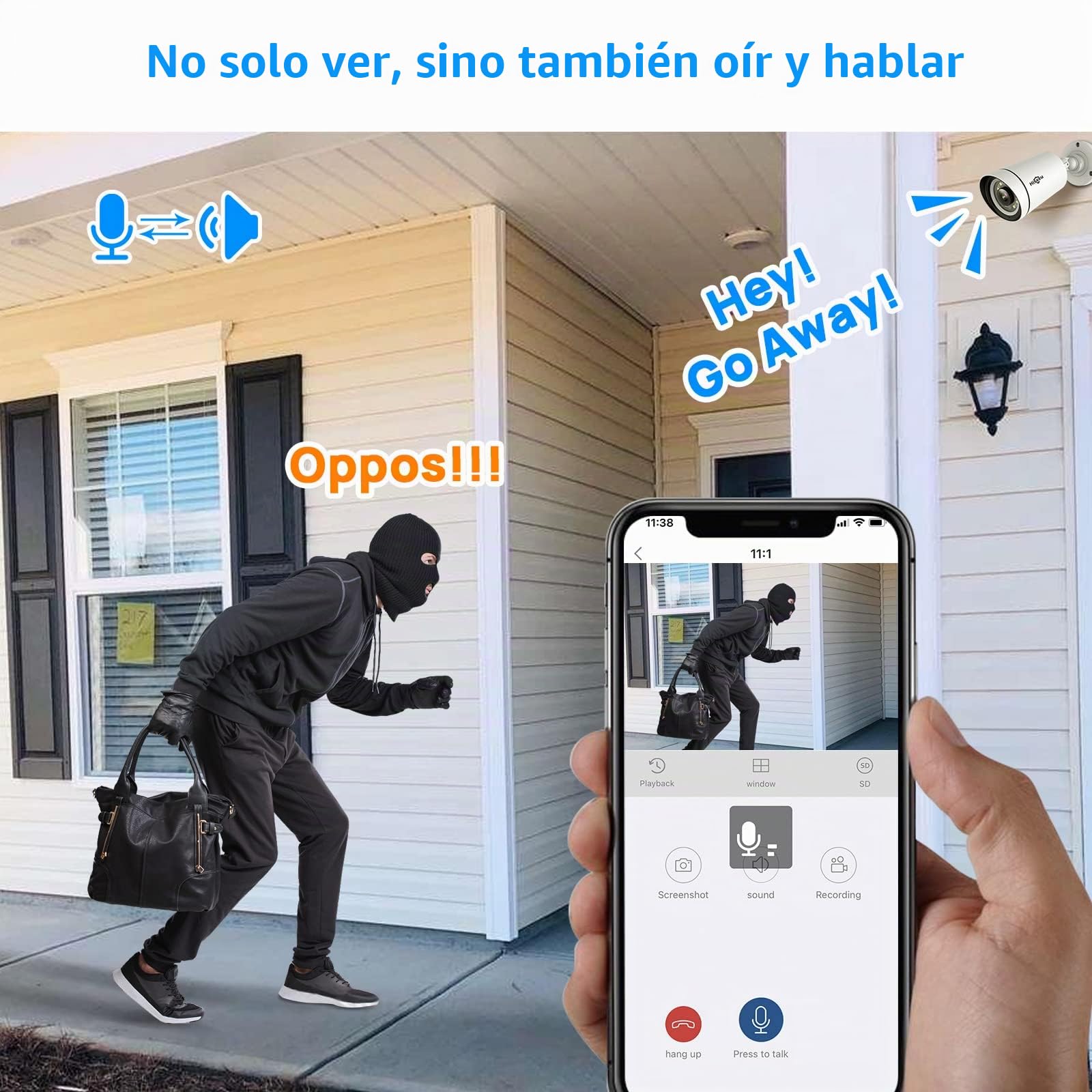 Hiseeu Kit de Cámaras de Vigilancia PoE 8CH 5MP, Sistema de Cámara Vigilancia con 10 Pulgada de Monitor,4x Cámara de Seguridad Exterior con Disco Duro de 3TB, Visión Nocturna Color