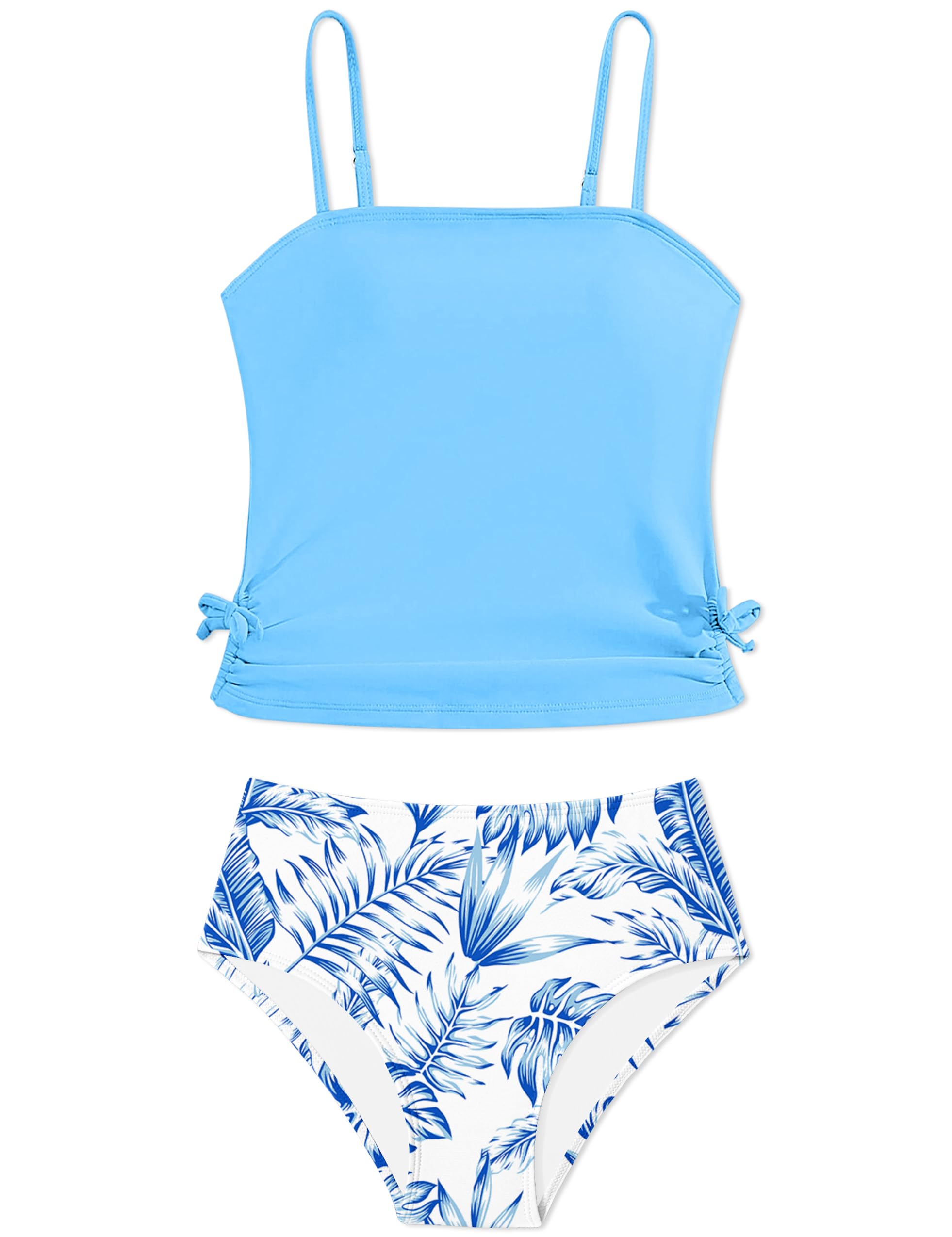 Girls Tankini Swimsuits Two Piece Bathing Suit Drawstring Swimwear Set for Girls 7-18 Years
