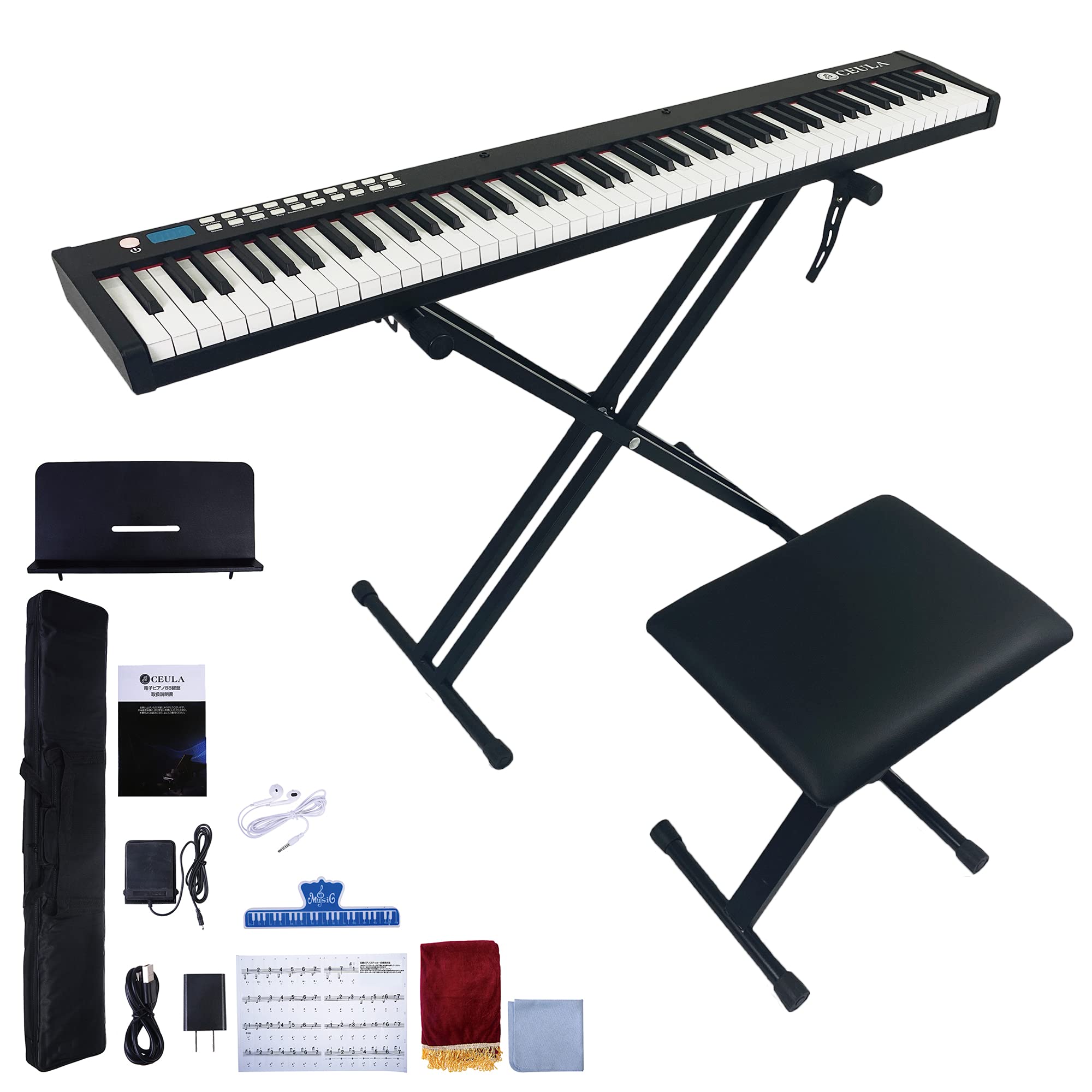Amazon | CEULA 電子ピアノ 88鍵盤 イス+スタンドセット キーボード 