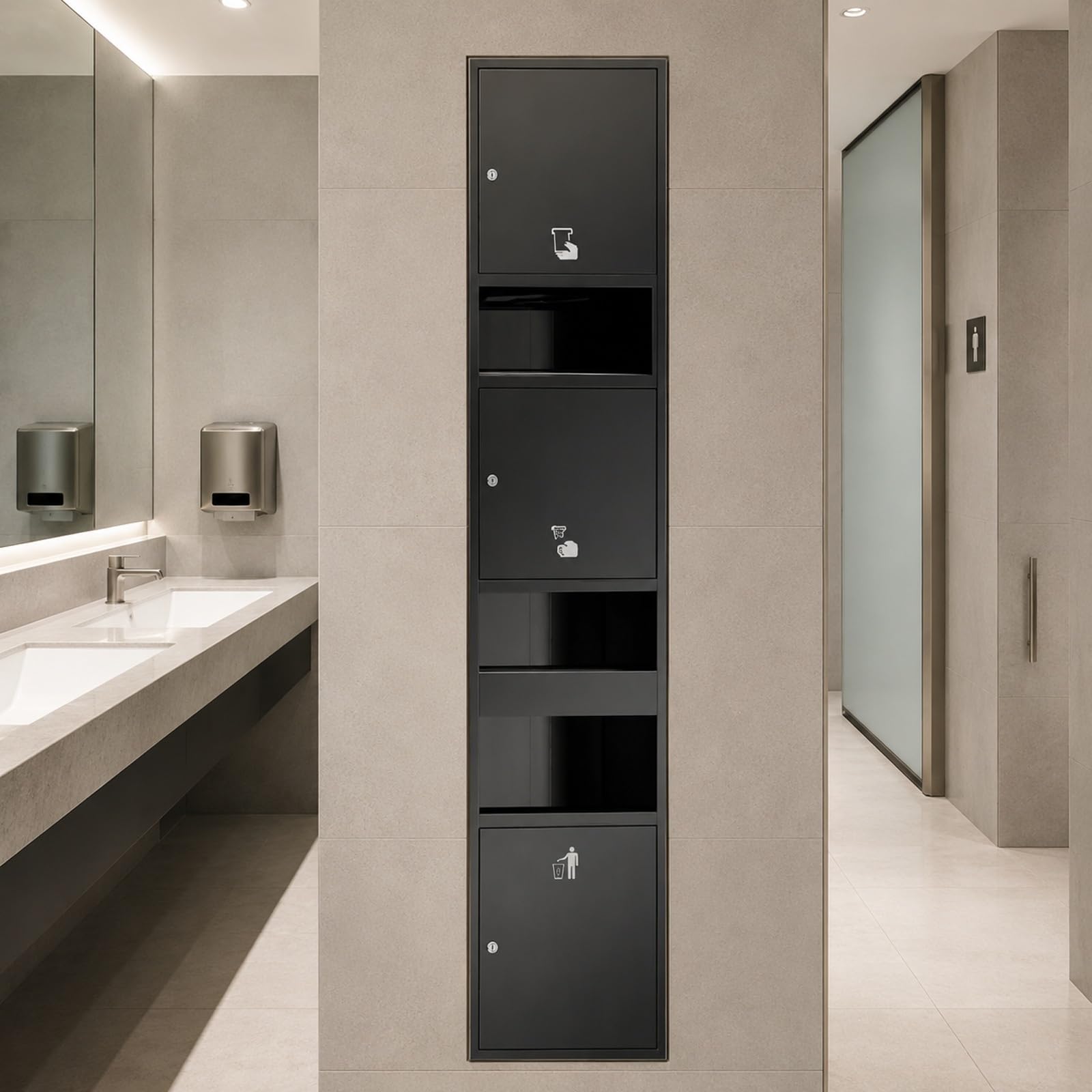 Recessed Toilet Roll Holder | Niche Trash Can | Ttrash Can Niche Bathroom