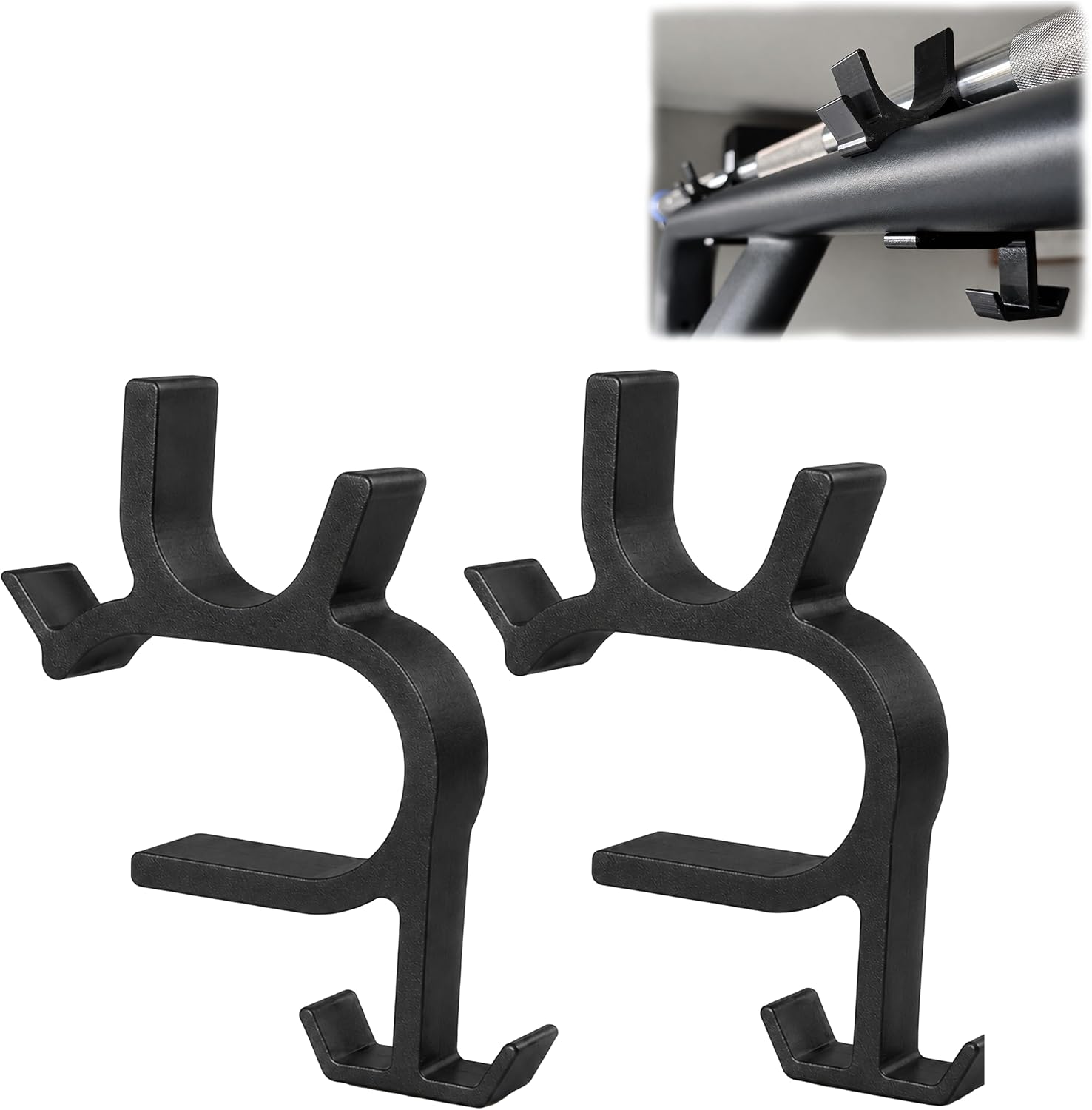 Accessory Storage Rack Compatible with Speediance Gym Monster 2, PETG Barbell and Cable Attachment Organizer Hooks for D-Rings, Standard Carabiners and Small Gym Accessories, Black, 2 Pack