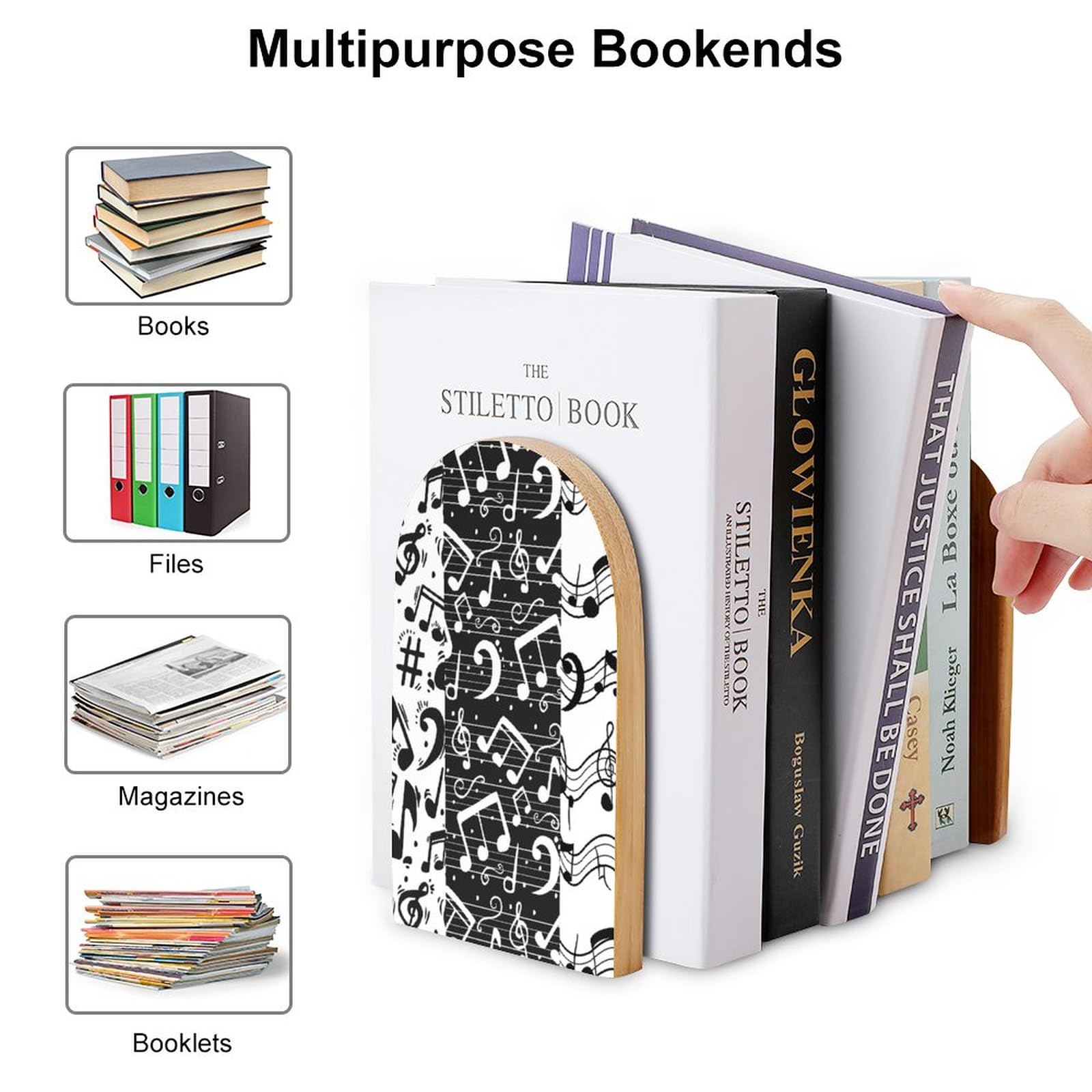 Serre-livres En Métal Avec Notes De Musique - Lot De 2, Grands Et Stables, Design étoilé - 7