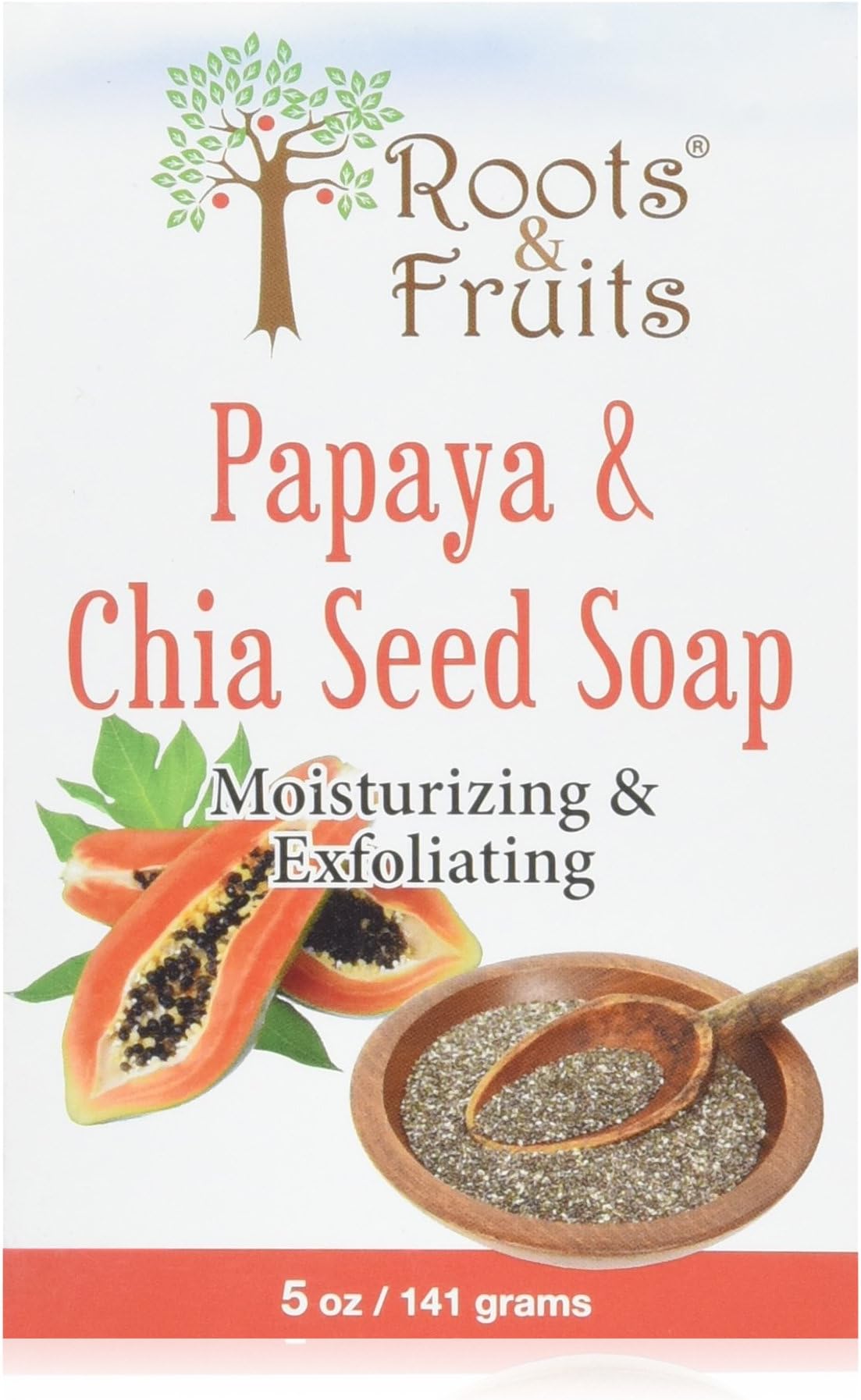 Soap Roots And Fruits, Papaya And Chia Seed, 5 Ounce
