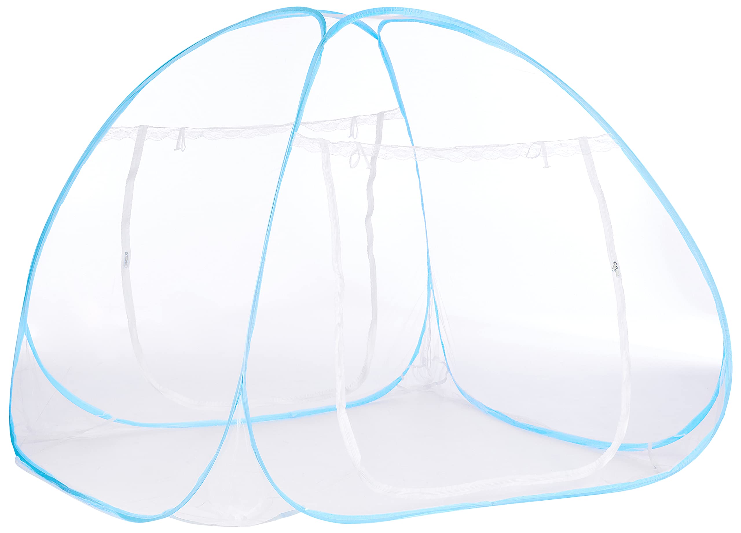 Story at Home Polyester Double Bed Foldable Mosquito Net, Blue, 200 cm X 145 200 cm, Mos101-Blue