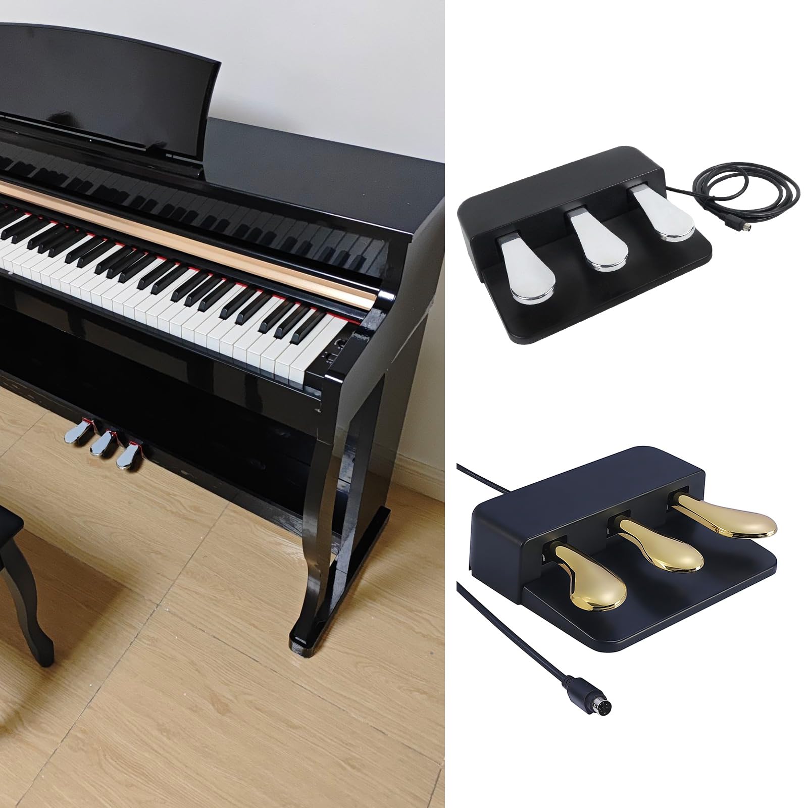 Pedal universal de sostenimiento adecuado para teclados electrónicos y pianos digitales, textura ABS, base antideslizante, diseño portátil, pedal de práctica