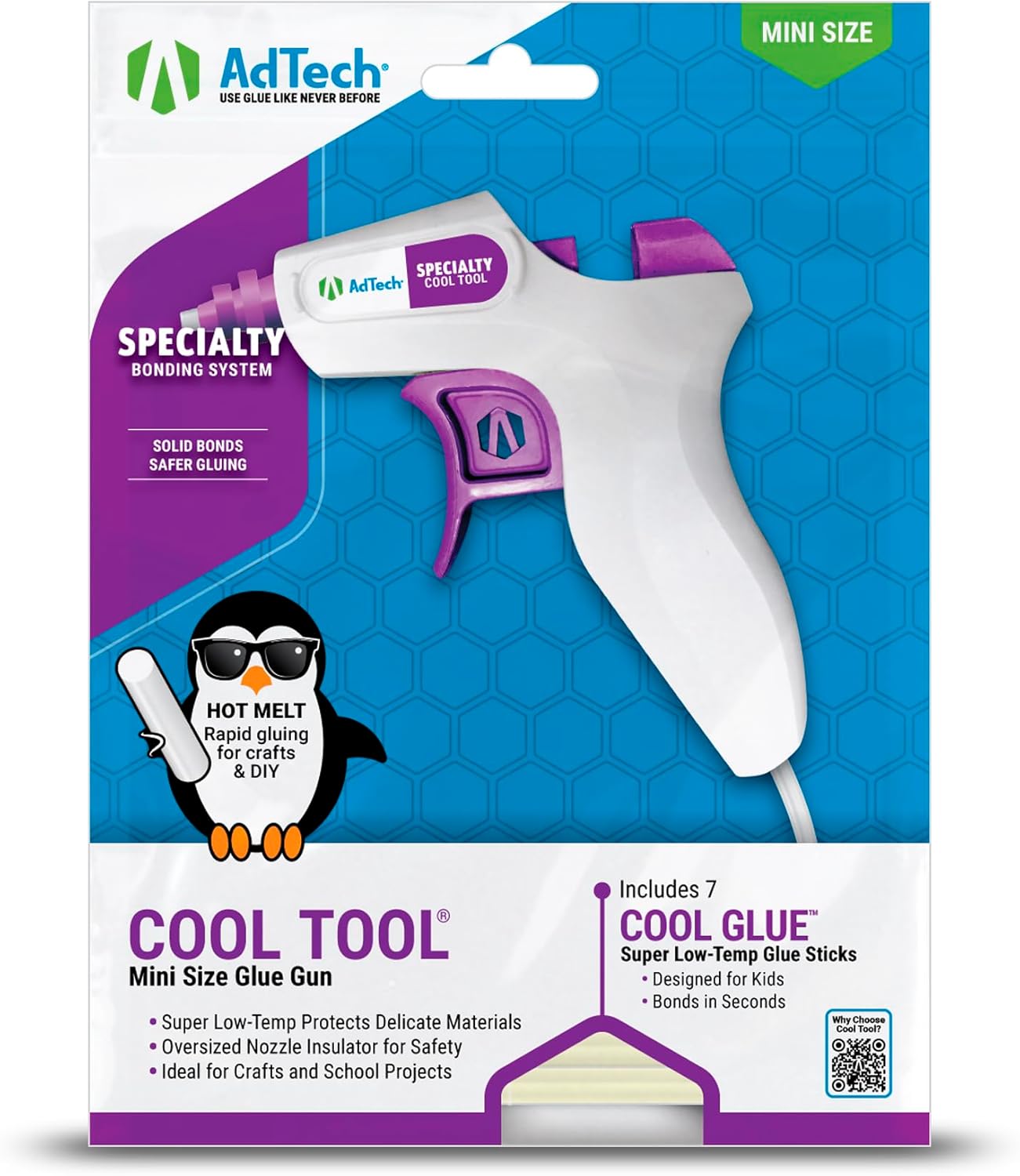 AdTech Cool Tool Kit with Low-Temp Glue Gun, White – Kid-Friendly, Safe for Crafting & Projects, Lightweight & Portable for Group Events