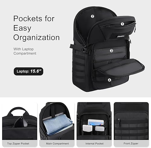 Miniatura 3 de MOSISO Mochila táctica militar de 30 L para hombres, mochila de 3 días para senderismo con soporte para botella para deportes al aire libre