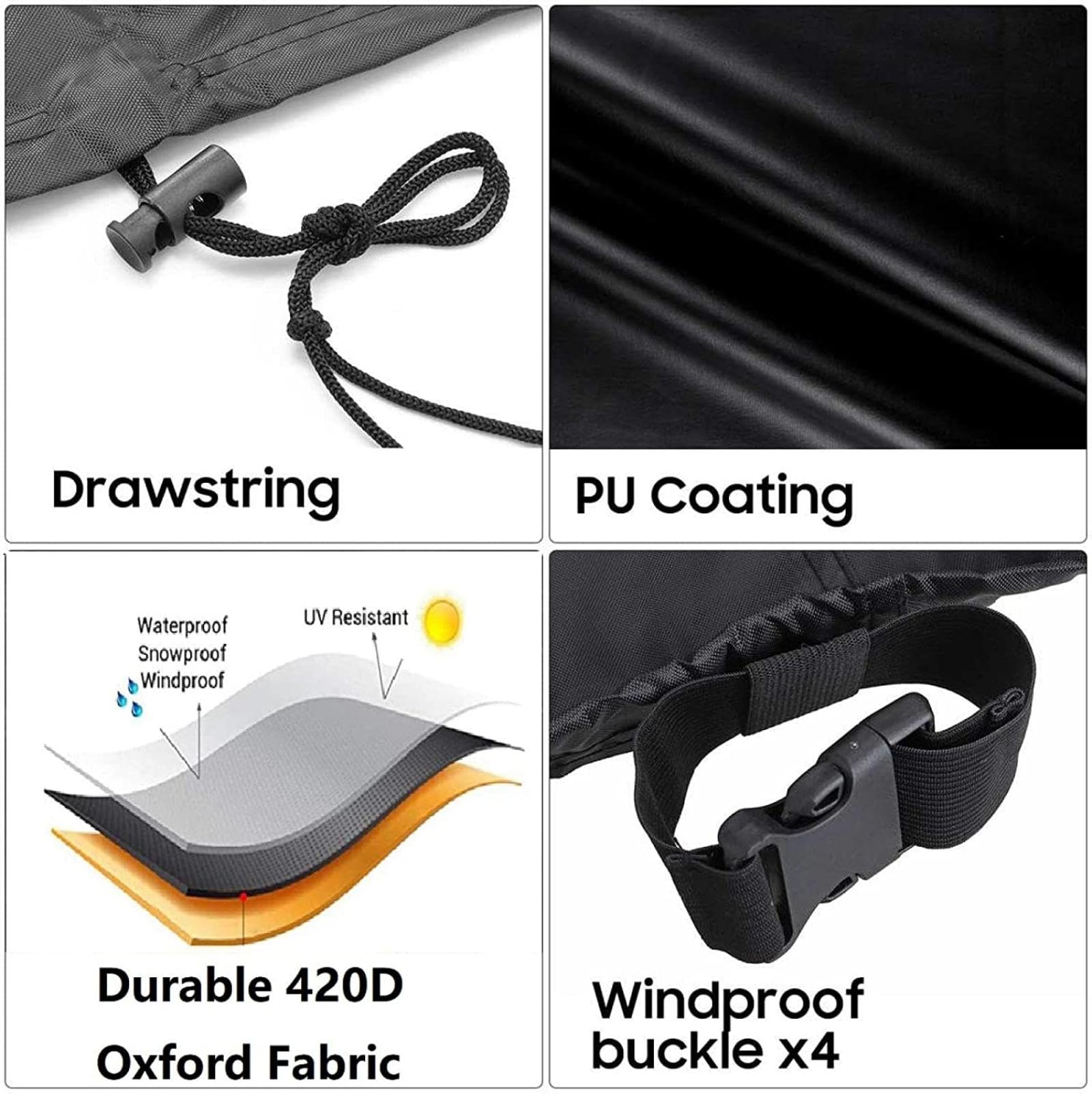 Fundas para toldo de piel de Gar, 245 x 165 x 55 cm, impermeables, resistentes a los rayos UV, protegen sofás, sillas y mesas de la lluvia y el sol.