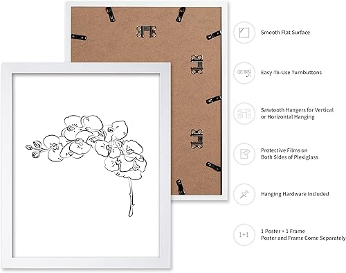 Miniatura 330 de Poster Master Póster de peonías – Estampado de flores retro – Ilustración floral – Ilustración en blanco y negro – Diseño de línea y abstracto –