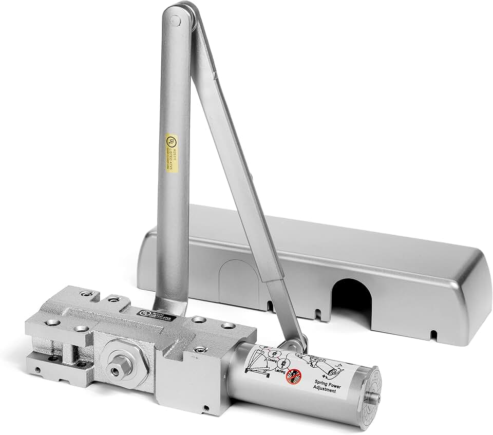 Dynasty Hardware Door Closer, Grade 1 Heavy Duty Commercial Hydraulic Closer, Self-Closing, Adjustable Spring Size 1-6, ADA Compliant, Surface Mount, Sprayed Aluminum, Series 4401