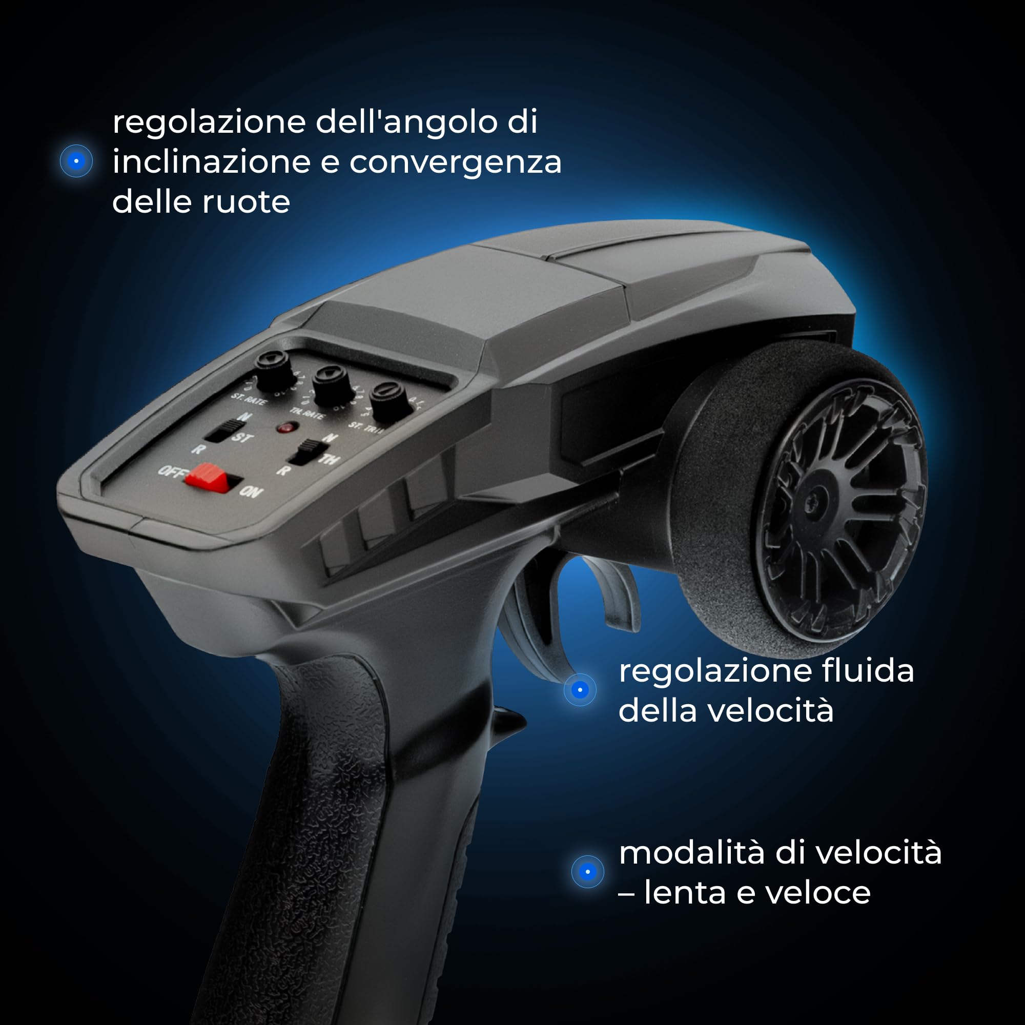 Lionelo Overmax X-Vast Auto radiocomandata 4WD 1:10, 30 km/h, fuoristrada RC, 2,4 GHz, 40 minuti con 2 batterie, silenziatore ad olio, LED, guida su due ruote, crawler per bambini 8+ e adulti