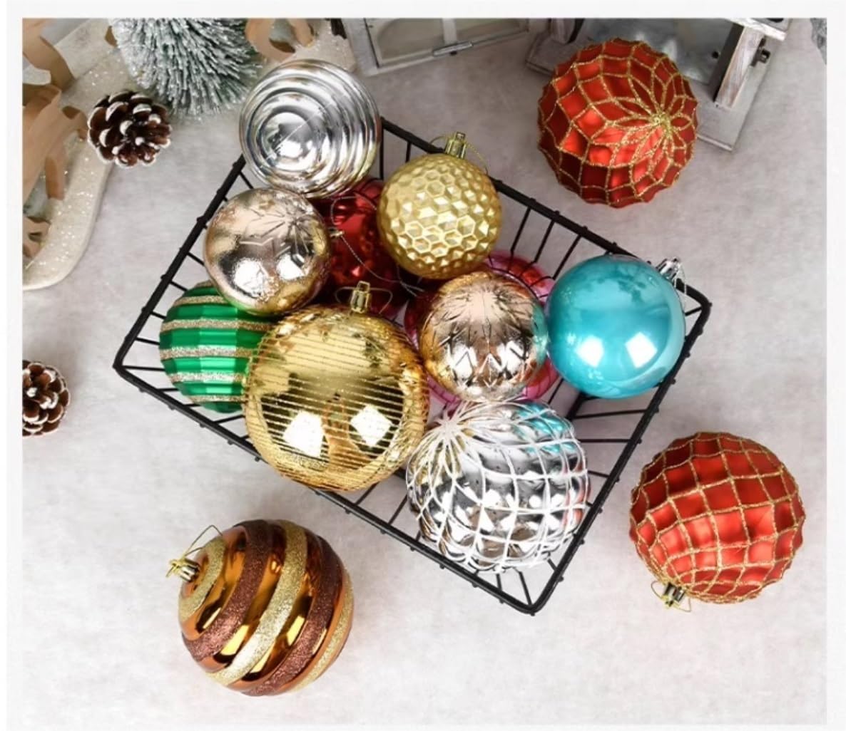 Bombki Choinkowe 6 Szt. Ozdoby Świąteczne W Kształcie Kulek Nietłukące Się Dekoracje Świąteczne Duże Wiszące Kule Na Choinkę Bombki Ozdoby (Color : B-3.14inch)