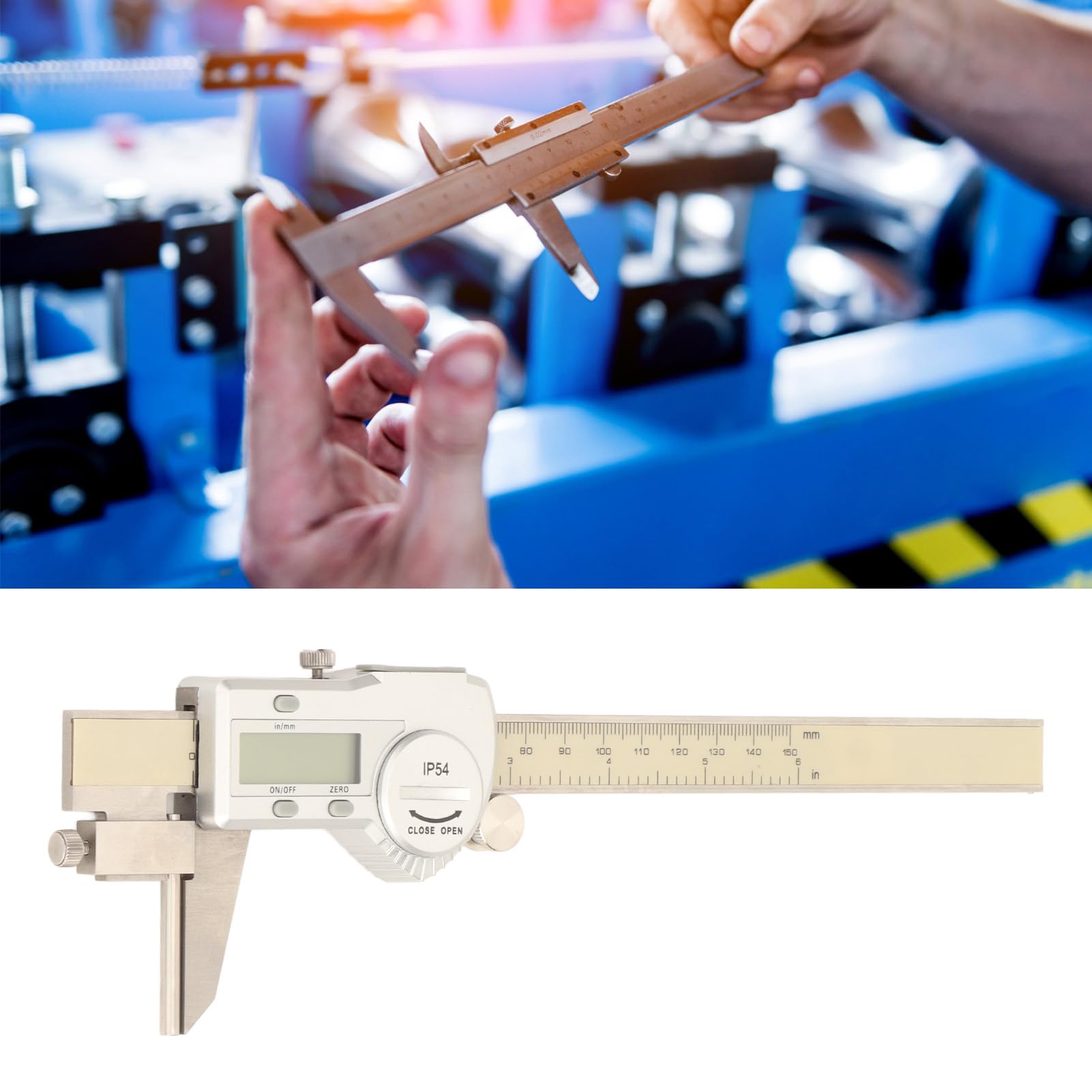 Caliper digital de 6 pulgadas de pinza de pantalla LCD de acero inoxidable de 6 pulgadas con Auto Off para DIY 3D Tubo de impresión Medición de espesor de espesor de la pared