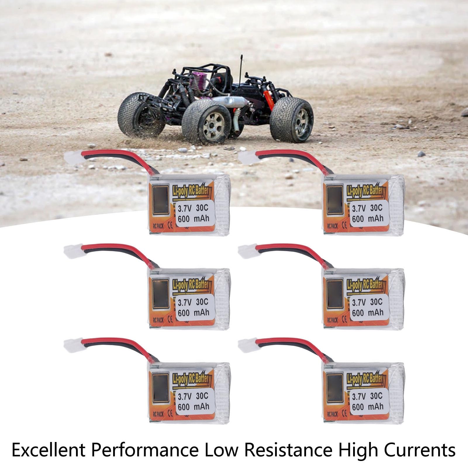 KIMISS 6pcs 600mAh 1s 30c Li PO Battery Pack 3,7 V mit XH2.54 Weißer Stecker für RC -Autos - Schnelles Lade Li Poly RC Akku