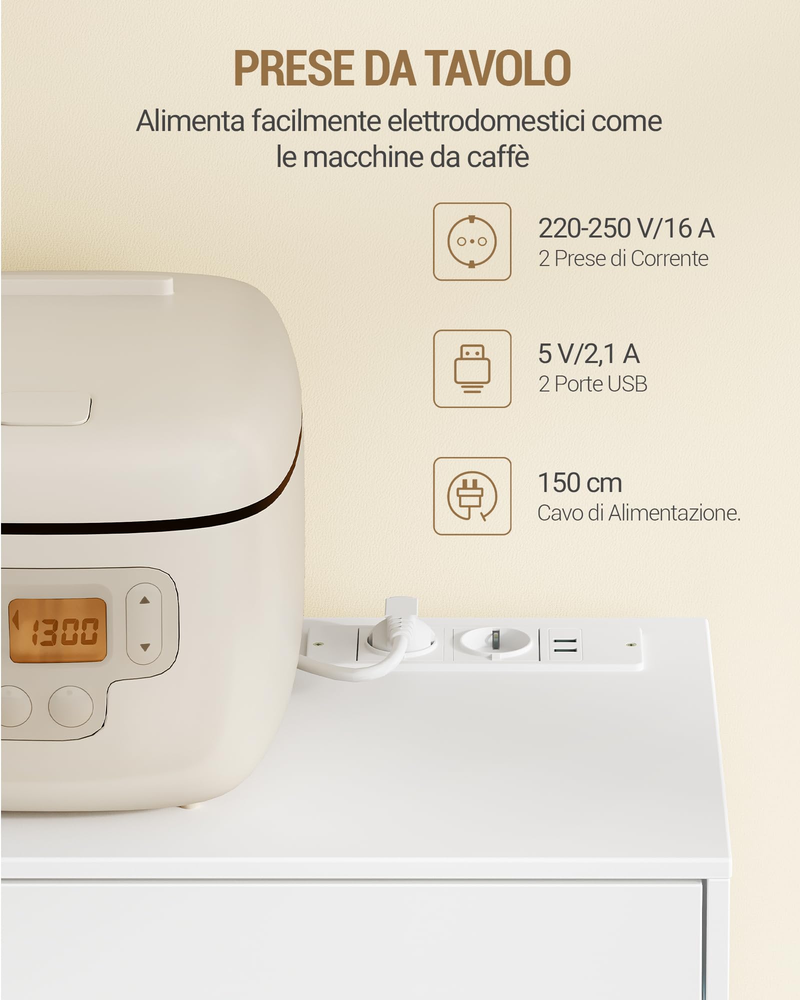 Hzuaneri Credenza cucina con multipresa e luce LED, Mobile dispensa cucina, Mobiles con 2 cassetti e 2 ante, per Soggiorno, Cucinas, 30 x 100 x 85 cm, Bianco SC64903X