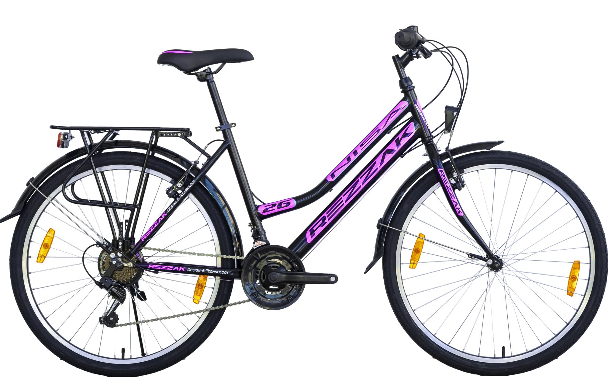 26 Zoll Mädchenfahrrad Damenfahrrad KInderfahrrad Jugendrad 21 Gang City Schwarz-Pink