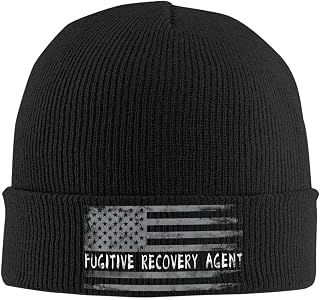 Fugitive Recovery Agent Knit Beanie Hat with Iron-on Design for Men and Women - Warm, Stylish Winter Cap Black36